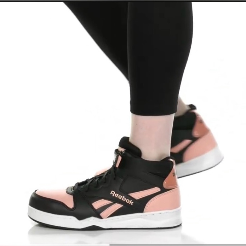 Reebok Women's Black, Pink, and Grey High Top Sneakers
